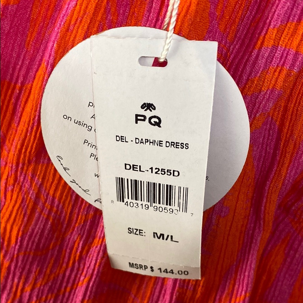 PQ swim pink & orange DEL Daphne mini dress swim suit coverup size M/L - Picture 12 of 13